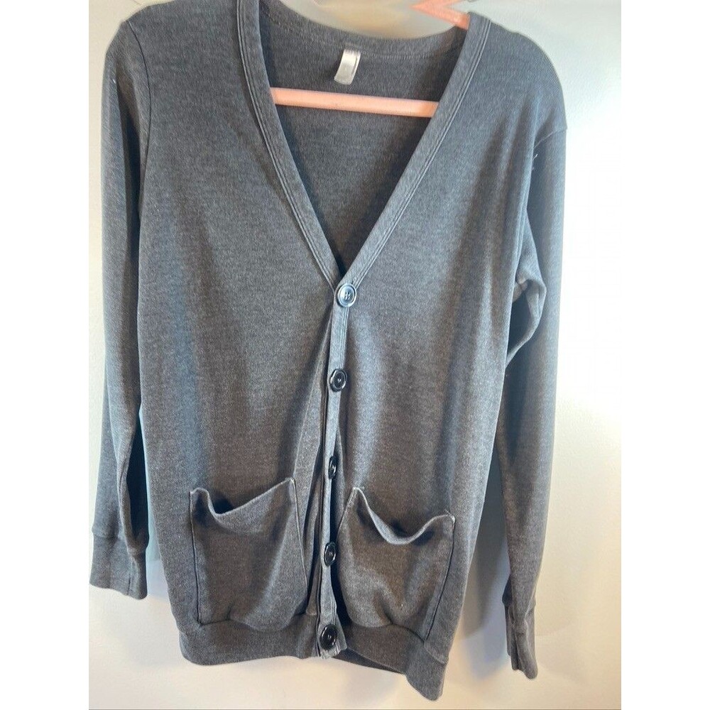 AMERICAN APPAREL WOMENS XS / S BUTTON DOWN SWEATER LONG SLEEVE V NECK